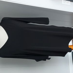 Clara Sun Woo Black Flutter Sleeve Asymetrical Tunic Top Medium